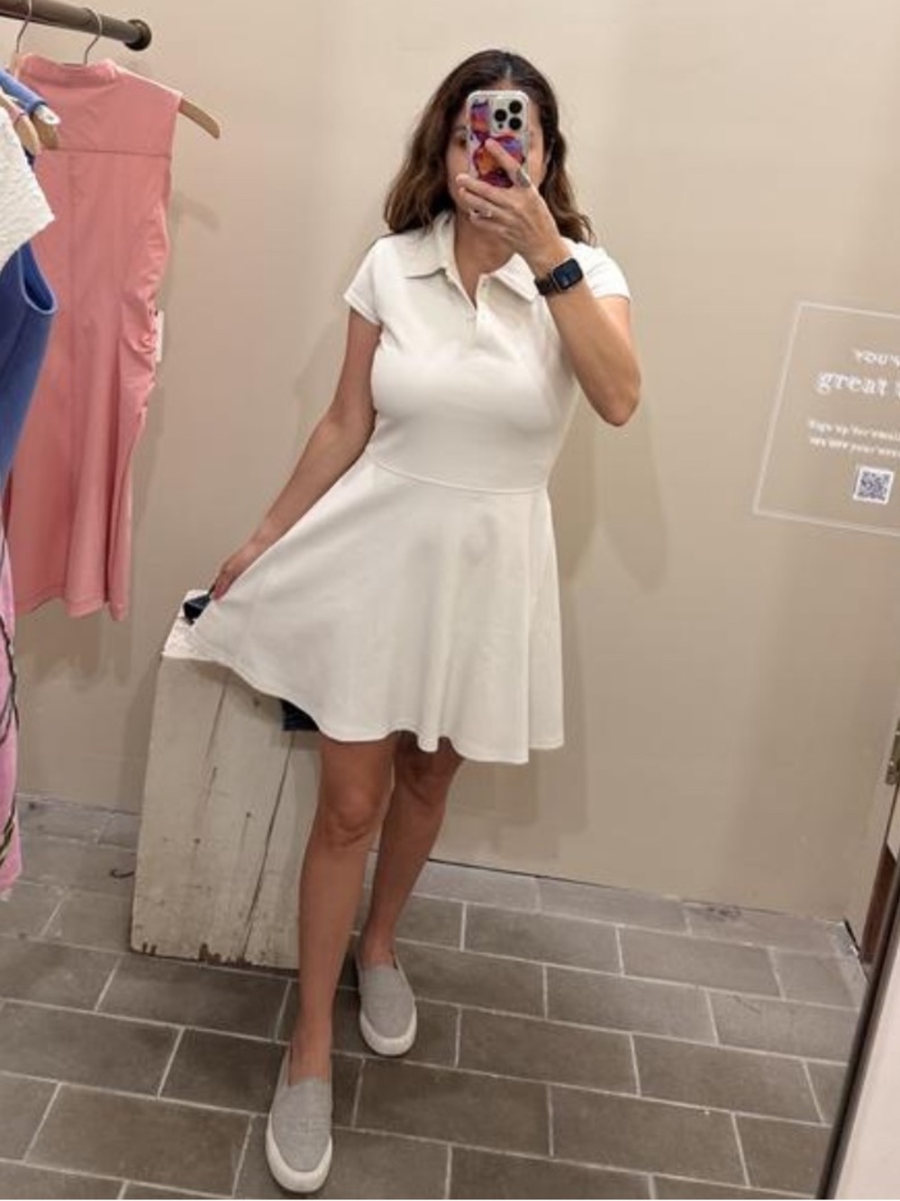 Daily practice Anthropologie white caddie girl tennis polo golf dress S -6 NEW